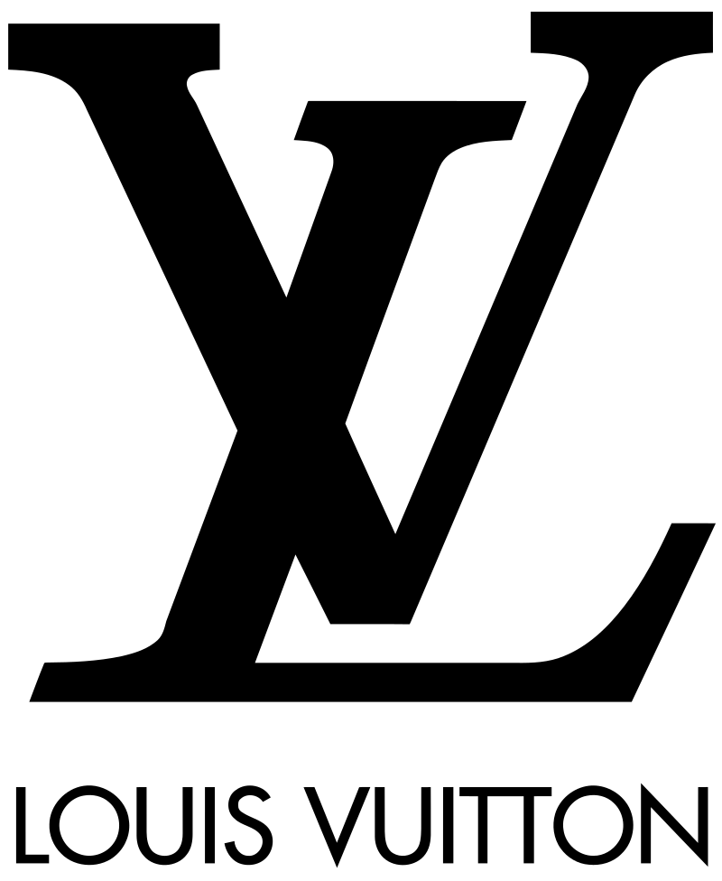 Logo Louis Vuitton : lettres stylisées "LV" sur fond transparent.