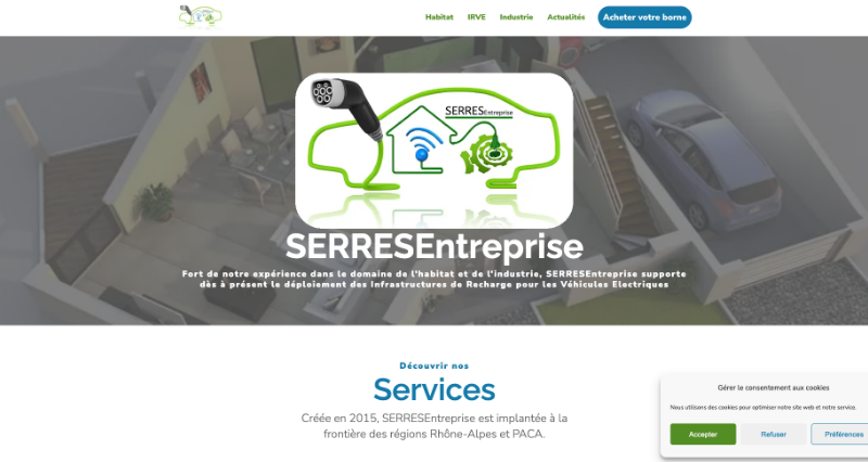 Capture d'écran du site internet de Serres Entreprise.