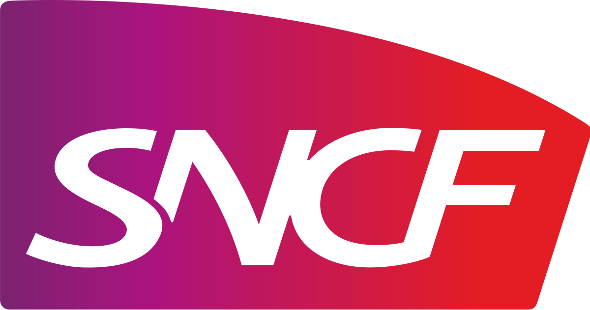 Logo SNCF : lettres &quot;SNCF&quot; stylisées, sur fond transparent.