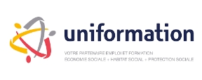 Logo Uniformation : représentation visuelle du soutien et de l'accompagnement dans les domaines de l'emploi et de la formation, soulignant l'engagement envers les secteurs de l'économie sociale, de l'habitat social et de la protection sociale pour favoriser l'inclusion et le développement des compétences.