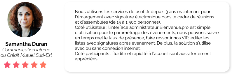 Avis Client - Samantha Duran, Communication Interne, Crédit Mutuel Sud-Est : Témoignage de Samantha Duran sur fond transparent.