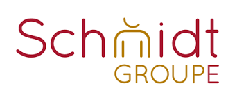 Logo Groupe Schmidt : nom &quot;Schmidt&quot; en lettres stylisées, sur fond transparent.