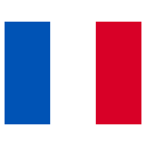 Icône Drapeau Français : symbole visuel de la France, illustrant le drapeau national tricolore bleu, blanc et rouge, sur fond transparent.