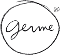 Logo Germe : lettres &quot;Germe&quot; en lettres stylisées, sur fond transparent.