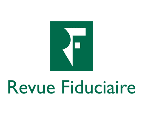 Logo Revue Fiduciaire : lettres "Revue Fiduciaire" en lettres stylisées, sur fond transparent.