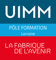 Logo UIMM Pôle Formation Lorraine - La Fabrique de l'Avenir : nom "UIMM Pôle Formation Lorraine" en lettres stylisées avec la mention "La Fabrique de l'Avenir", sur fond transparent.