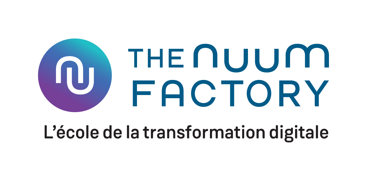 Logo de The Nuum Factory : symbole de l'évolution numérique et de l'innovation, représentant l'engagement de l'école à former les leaders de demain dans un monde en constante transformation digitale.