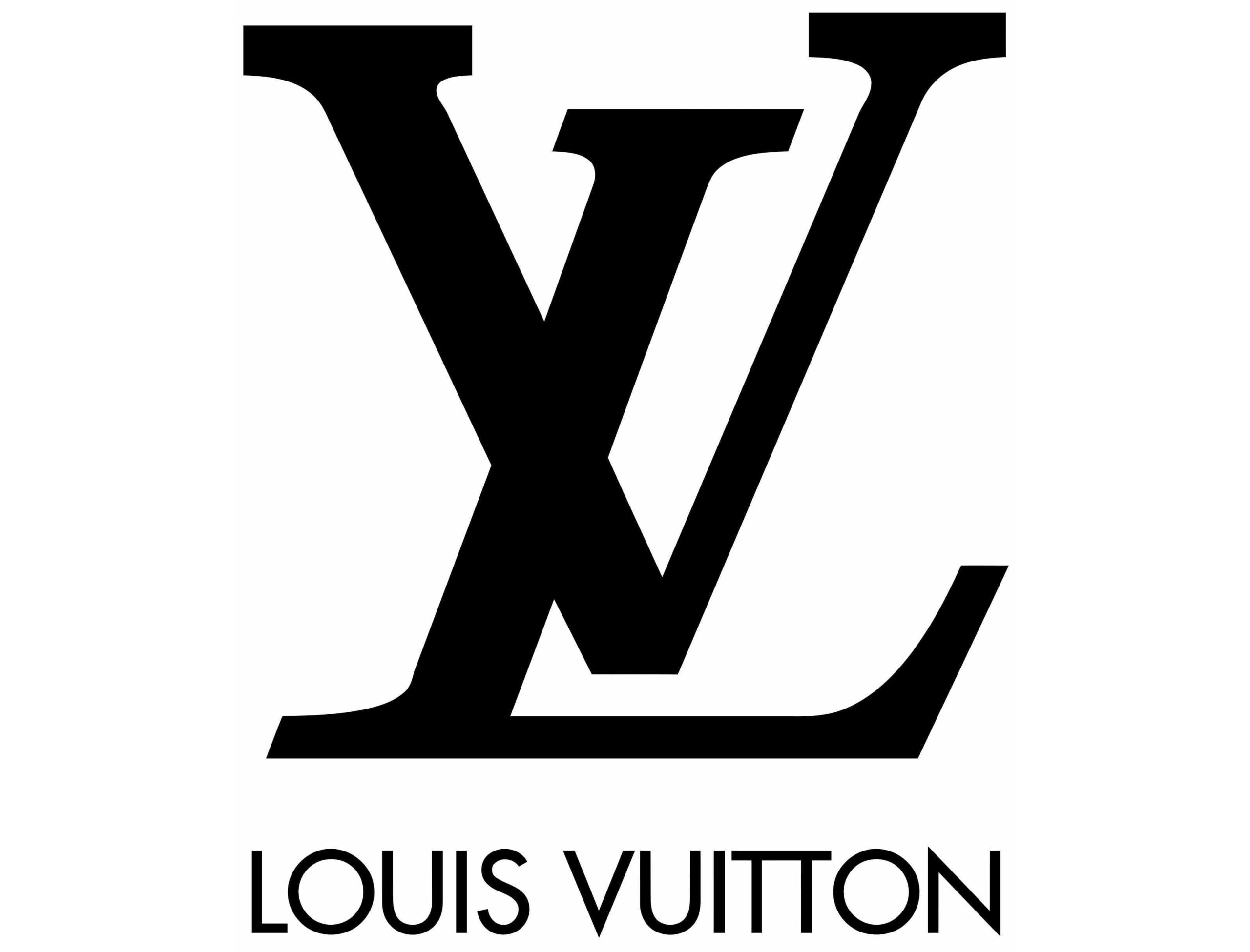 Logo Louis Vuitton : lettres stylisées "LV" sur fond transparent.