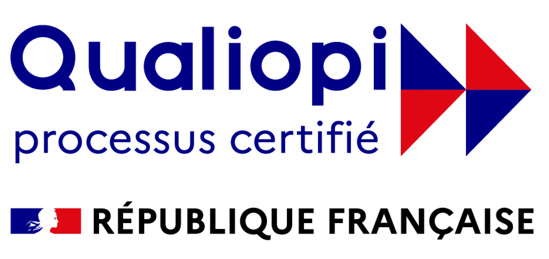 Logo Qualiopi sur fond transparent, symbole de certification de qualité dans la formation professionnelle.