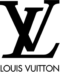 Logo Louis Vuitton : lettres stylisées &quot;LV&quot; sur fond transparent.