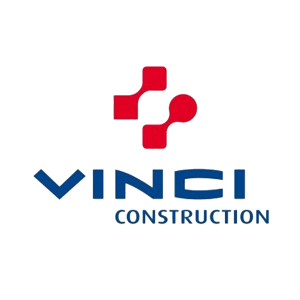 Logo Vinci Construction : symbole de leadership et d&#039;innovation dans la construction, sur fond transparent.